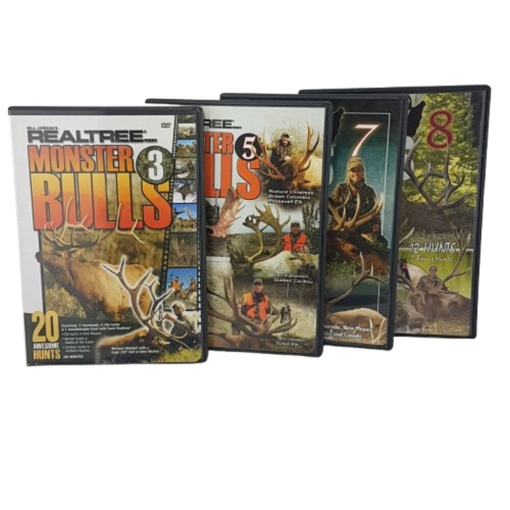 Lot of 4 Hunting DVDs Realtree Monster Bulls Volumes 3, 5, 7, 8